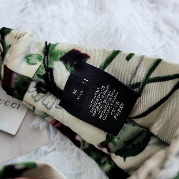 Gucci Floral Print Silk Headband Ivory NWT size Medium - Picture 7 of 10